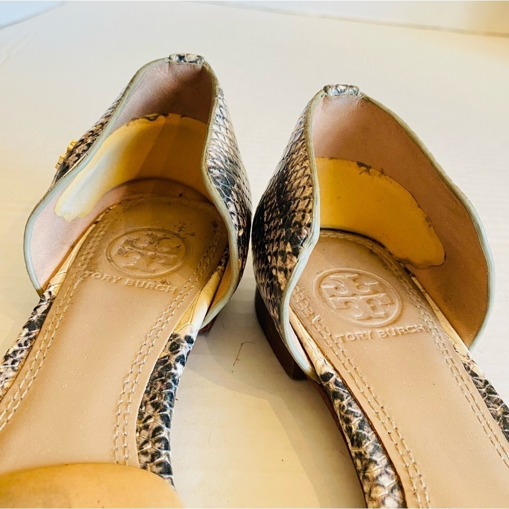 Tory Burch Black and Ivory Snake Printed Leather Sandals Shoes US Size 6 Summer - Picture 10 of 15